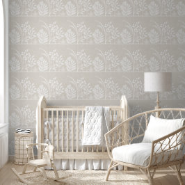 Papel Pintado Siluetas Botánicas Folclóricas Florales de Beige S