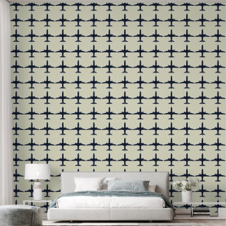 Papel Pintado Siluetas sobredimensionadas de avión en beige clar