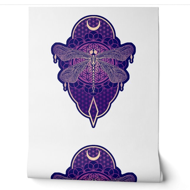Papel Pintado Símbolo de flor de vida de la libélula geométrica  (Desenrollar)