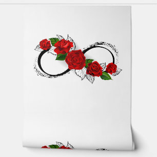 Papel Pintado Símbolo infinito con rosas rojas
