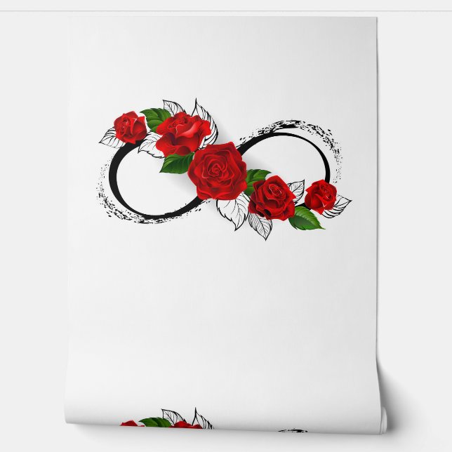 Papel Pintado Símbolo infinito con rosas rojas (Desenrollar)