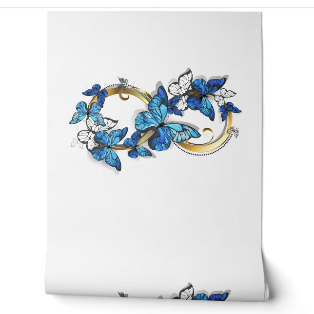 Papel Pintado Símbolo infinito de mariposas Morpho azules (Desenrollar)