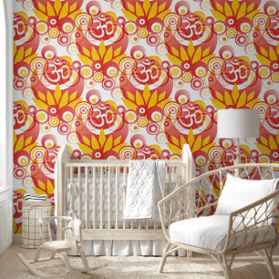 Papel Pintado Símbolos espirituales Om Lotus - patrón sin fisura
