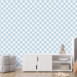 Papel Pintado Simple comprobación azul claro gingham plaid