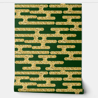 Papel pintado simple con patrón dorado y fondo ver