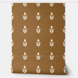Papel Pintado Simple Estampado Floral Patrimonio Terroso Bronce