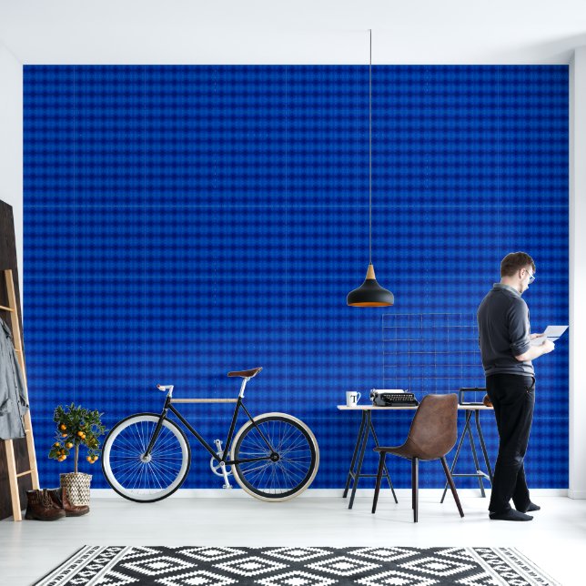 Papel Pintado Sinfonía de tonos azules profundos patrón de tamañ (Sala de estar)