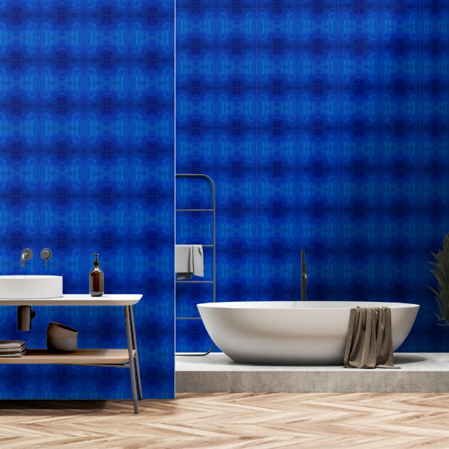 Papel Pintado Sinfonía de tonos azules profundos patrón tamaño M (Baño)