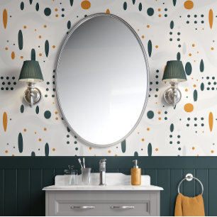 Papel Pintado Sinfonía moderna de puntos blanca, Verde azulada y