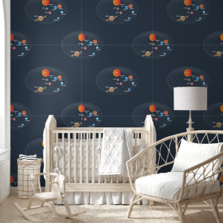 Papel Pintado Sistema solar azul de la marina Planetas celestes