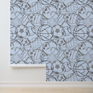 Papel Pintado Sketchy Sports Balls Resumen Diseño