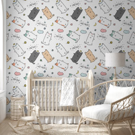 Papel Pintado Sleepy Cat pattern for Your Kid Room