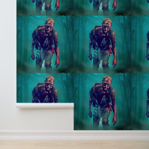 Papel Pintado SlipperyJoe figura de zombie aterradora aislada om