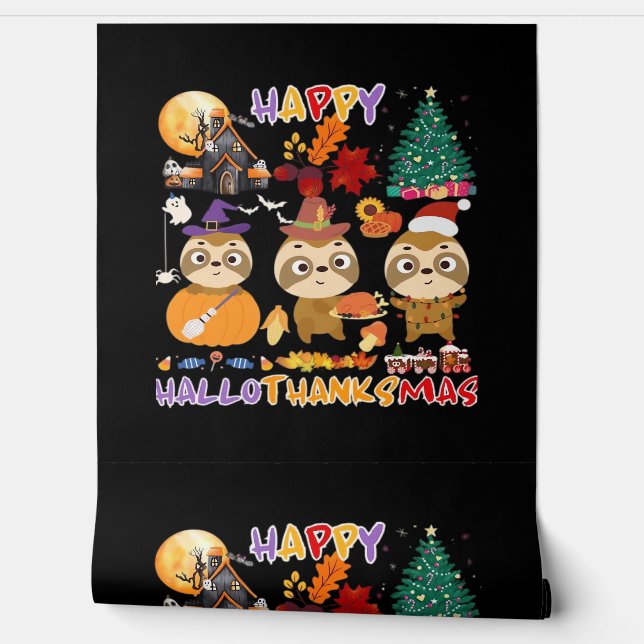 Papel Pintado Sloth Happy Hallothanksmas Gracioso Halloween Than (Desenrollar)