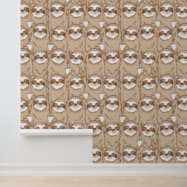 Papel Pintado Sloths & Coffee Pattern (Solicitud)