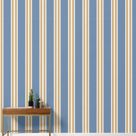 Papel Pintado Smoke Blue & Khaki Double Rugby Stripe 