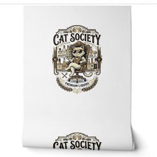 Papel Pintado Sociedad de Gatos Alcohol de Bar Humor Vintage Vec