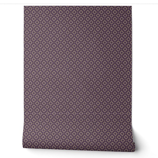 Papel Pintado Sofisticado patrón geométrico de Borgoña y Oro (Desenrollar)