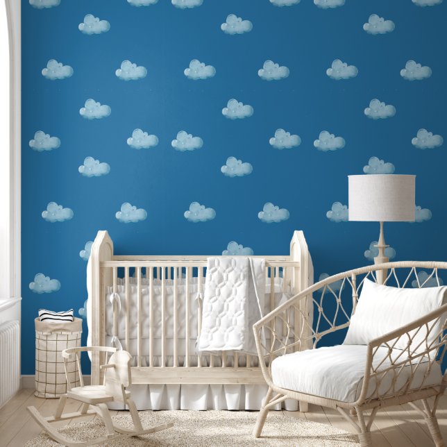 Papel Pintado Soft Blue Sky & Fluffy White Clouds Pattern  (Niños)