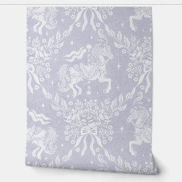 Papel Pintado Soft Lavender Rococo Carousel Horses & Florals