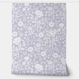 Papel Pintado Soft Lilac Peonies and Roses Hand-Drawn Cott