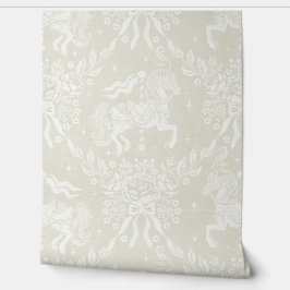 Papel Pintado  Soft Neutral Rococo Carousel Horses & Florals