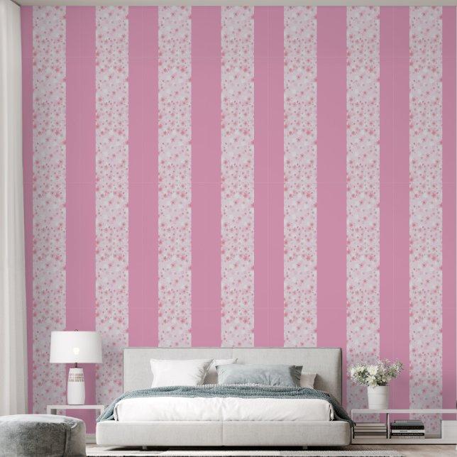 Papel Pintado Soft Pink Floral Pattern Minimal Aesthetic (Dormitorio)