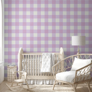 Papel Pintado Soft Purple Gingham Check – Gentle Pastel Cottage 