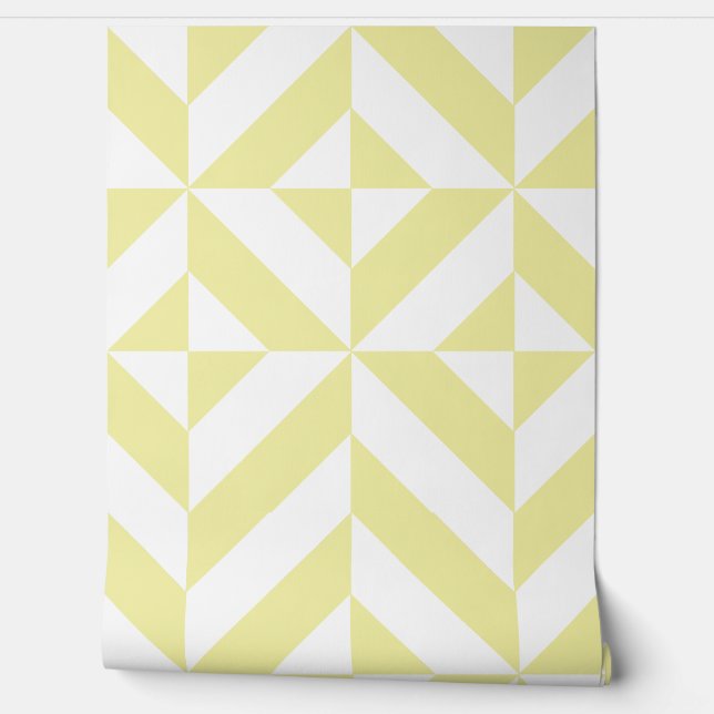 Papel Pintado Soft Yellow Geometric Art Deco (Desenrollar)