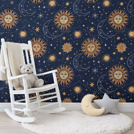 Papel Pintado Sol Celestial Luna Estrellas