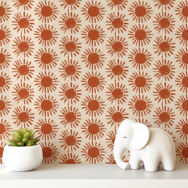 Papel Pintado Sol de Terracota Boho Impresión en Bloque (Subido por el creador)