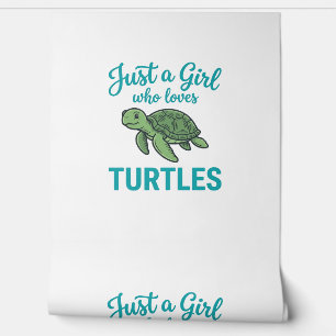 Papel Pintado Solo una chica que ama las tortugas grabado vintag