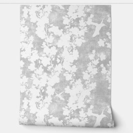Papel Pintado Sombra impresionante Flor de cerezo gris