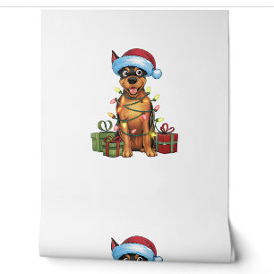 Papel Pintado Sombrero de Santa Luces de Navidad Perro Pinscher 