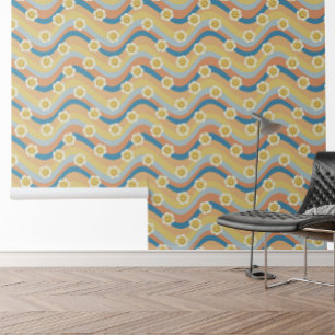 Papel Pintado Sonrisa de arcoíris retro flores