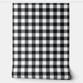 Papel Pintado Space Black Gingham Check Buffalo Plaid