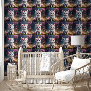 Papel Pintado "Sparkle Paws: El Gatito Unicornio Encantador"
