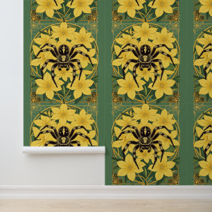 Papel Pintado Spider Wolf Y Flores De Jazmín Amarillo