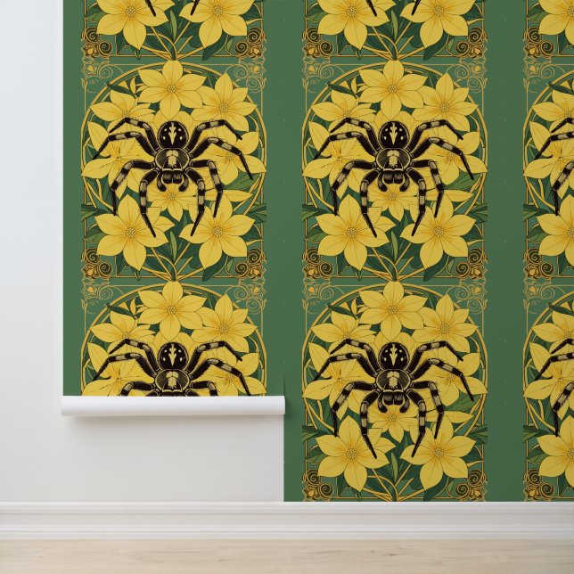 Papel Pintado Spider Wolf Y Flores De Jazmín Amarillo (Solicitud)