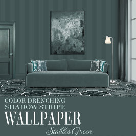 Papel Pintado Stables Green Six Inch Shadow Stripe