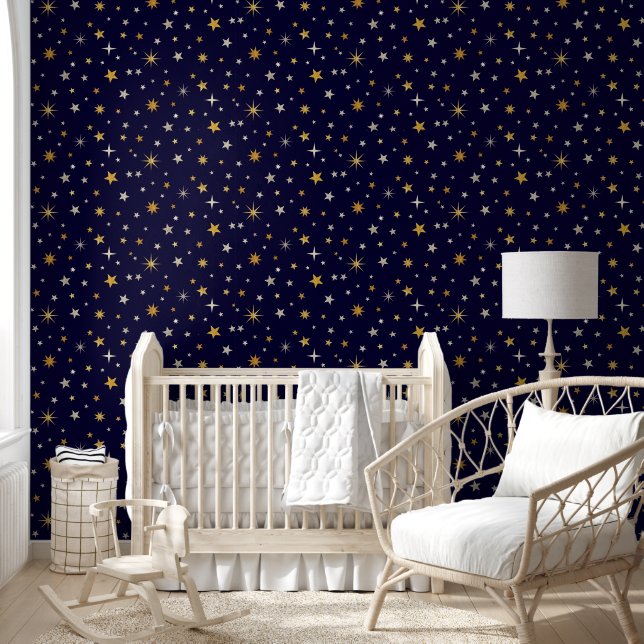 Papel Pintado Starry Night Cute Divertido Género Neutral Marina  (Niños)