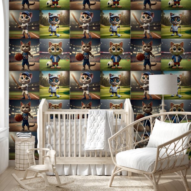 Papel Pintado "Striker perfecto: El gato de fútbol 3D" (Niños)