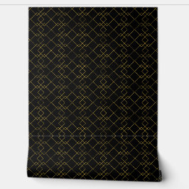 Papel Pintado Stylish Gold Geometric Box Design Black