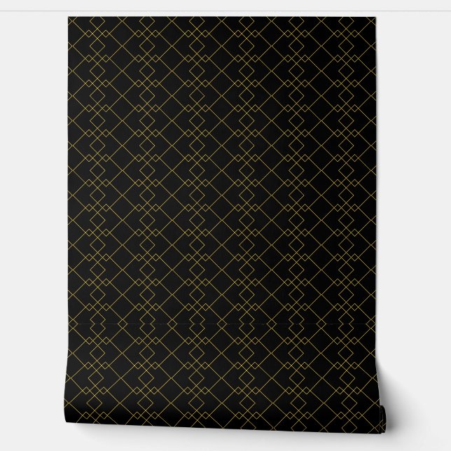 Papel Pintado Stylish Gold Geometric Box Design Black (Desenrollar)