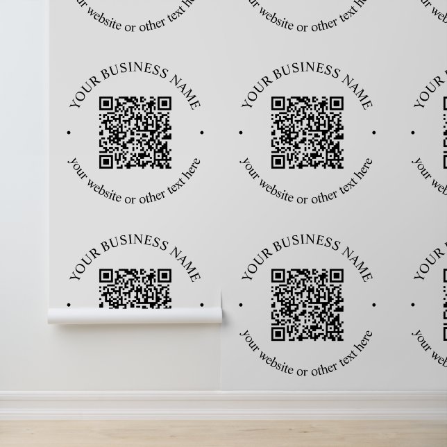Papel Pintado Su código QR cargado más texto circular editable (Solicitud)