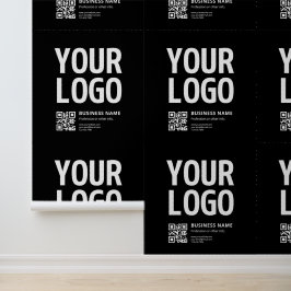 Papel Pintado Su logotipo con código QR editable y texto