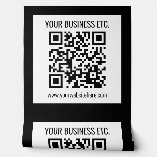 Papel Pintado Su nombre comercial y código QR editable (Desenrollar)