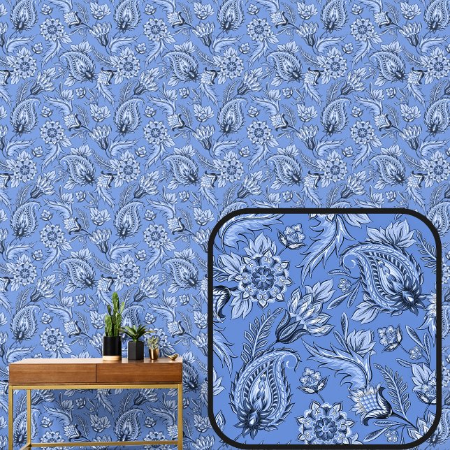 Papel Pintado Suave Paisley floral azul mediana elegante (Subido por el creador)