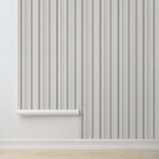 Papel Pintado Suave Verde Salvia y Raya Vertical de Marfil Minim