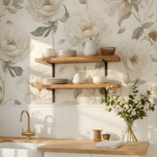 Papel Pintado Suave y delicado patrón floral de camelia blanca